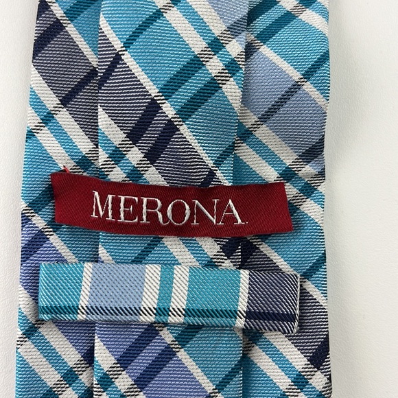 Men's Merona blue plaid tie - Picture 2 of 4